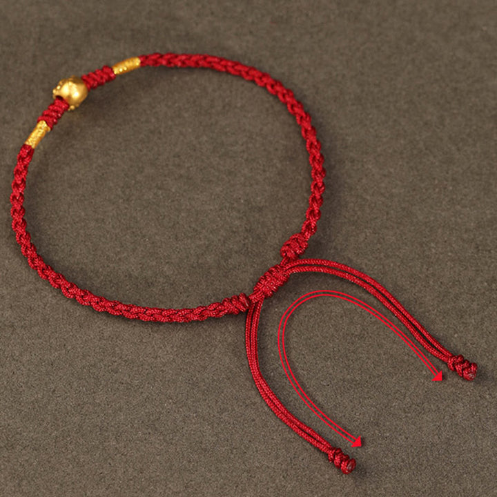 Buddha Stones 999 Gold Year of the Snake Handmade Fu Character Copper Coin Fortune Bracelet - image 7
