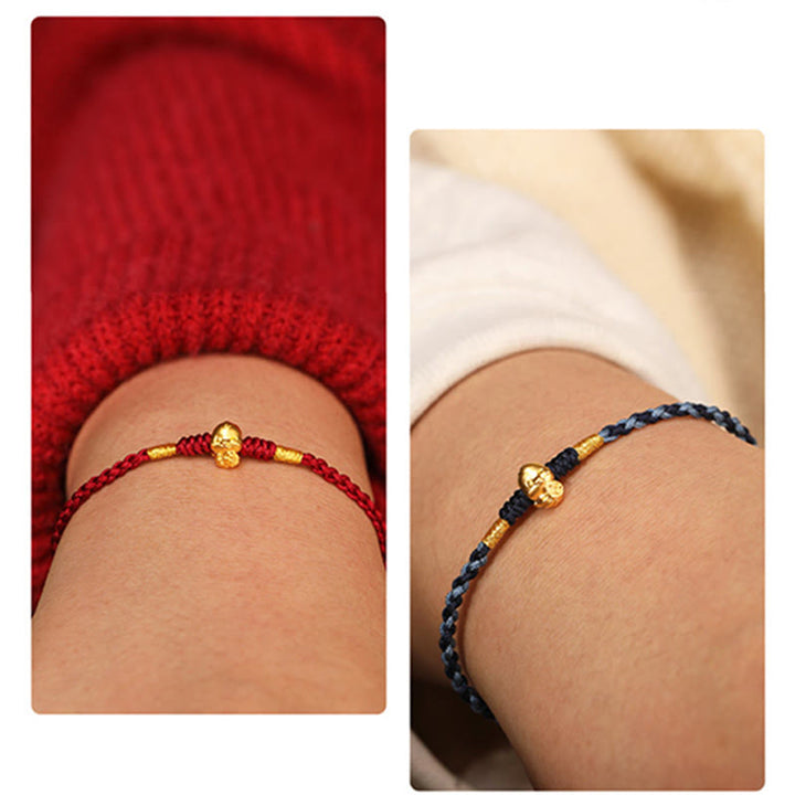 Buddha Stones 999 Gold Year of the Snake Handmade Fu Character Copper Coin Fortune Bracelet - image 19