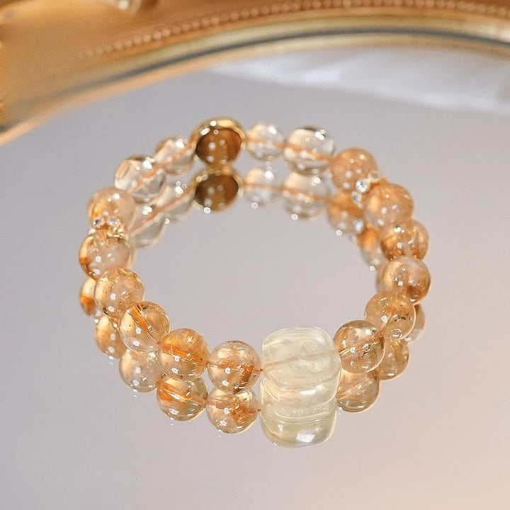 Buddha Stones Topaz Citrine Tiger Eye Zakiram Goddess of Wealth Bracelet - image 2