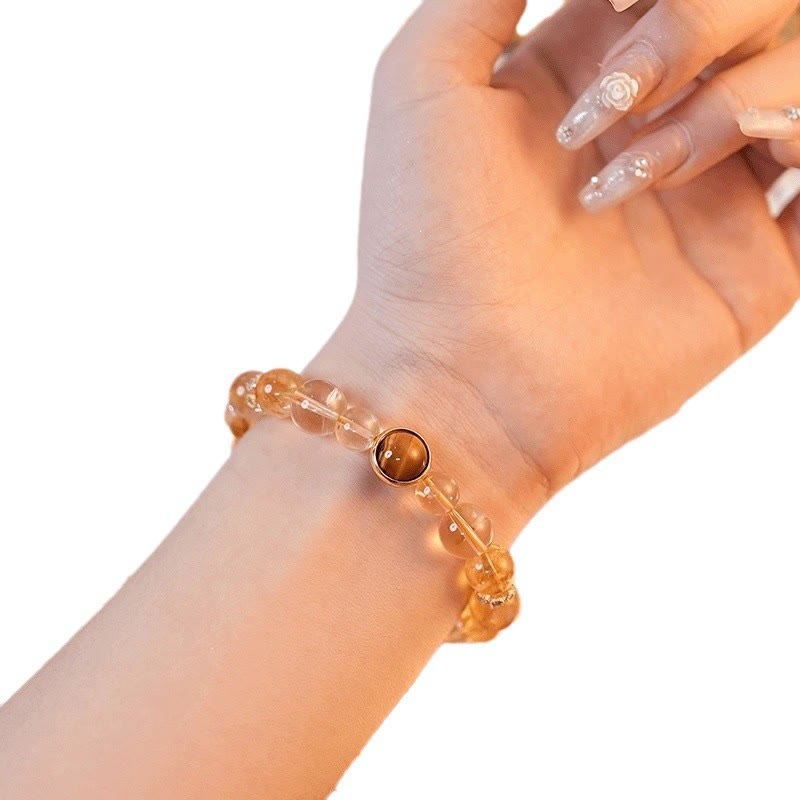 Buddha Stones Topaz Citrine Tiger Eye Zakiram Goddess of Wealth Bracelet - image 4