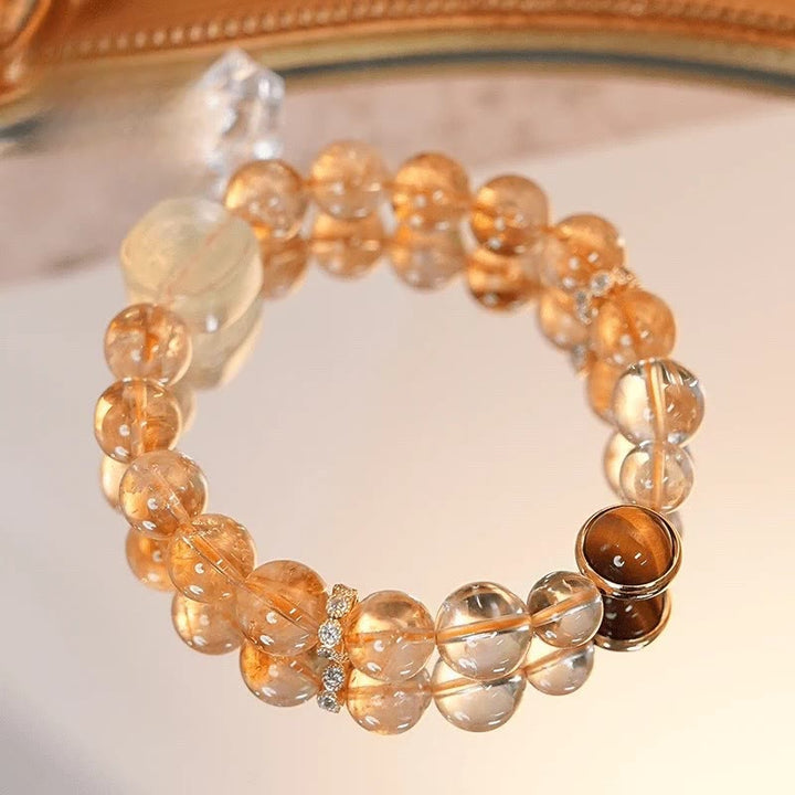 Buddha Stones Topaz Citrine Tiger Eye Zakiram Goddess of Wealth Bracelet - image 1