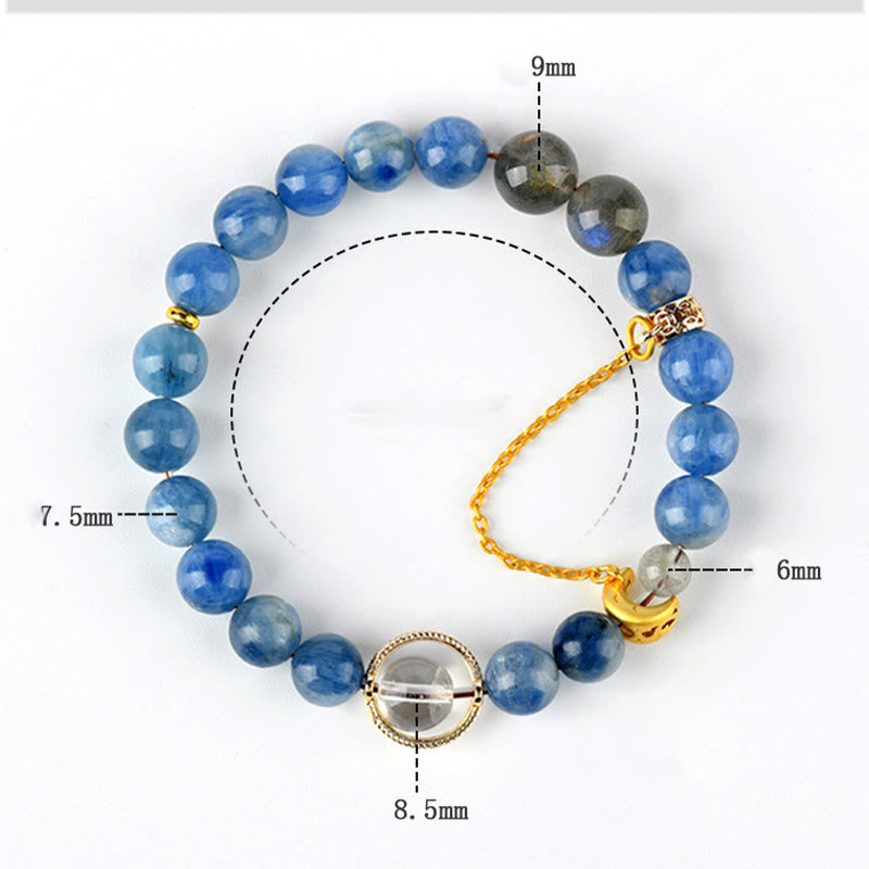 Buddha Stones Natural Kyanite Labradorite White Crystal Crescent Moon Communication Bracelet - image 6