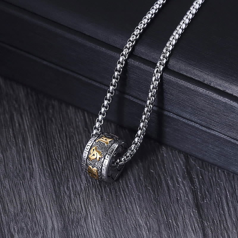 Buddha Stones Tibetan Om Mani Padme Hum Titanium Steel Peace Necklace Pendant - image 3