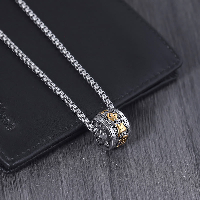 Buddha Stones Tibetan Om Mani Padme Hum Titanium Steel Peace Necklace Pendant - image 2