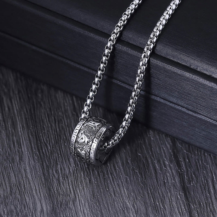 Buddha Stones Tibetan Om Mani Padme Hum Titanium Steel Peace Necklace Pendant - image 9
