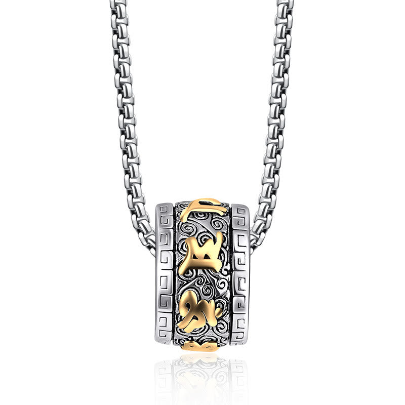 Buddha Stones Tibetan Om Mani Padme Hum Titanium Steel Peace Necklace Pendant - image 5