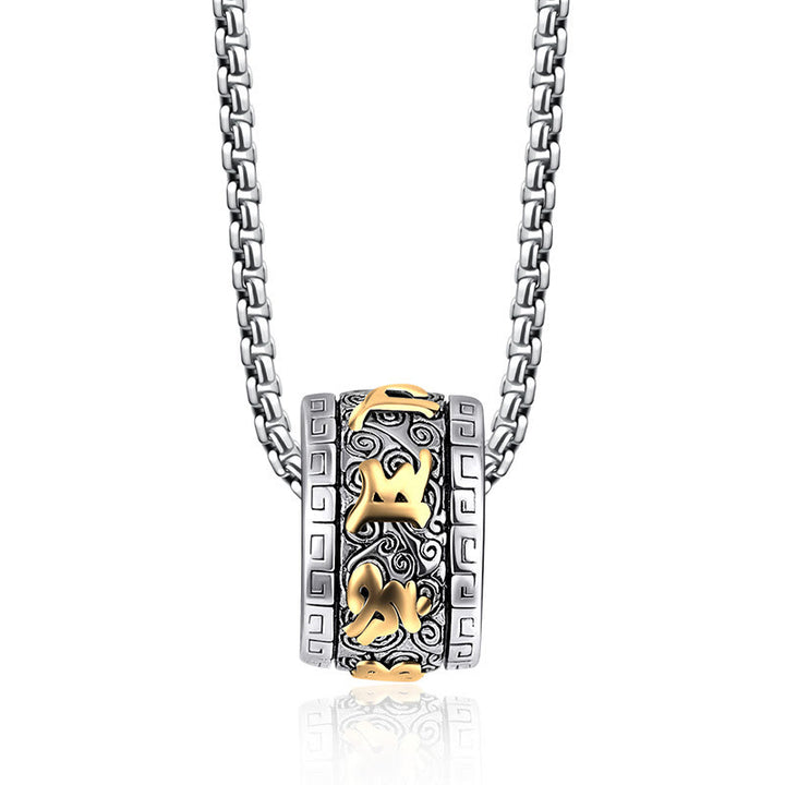 Buddha Stones Tibetan Om Mani Padme Hum Titanium Steel Peace Necklace Pendant - image 5