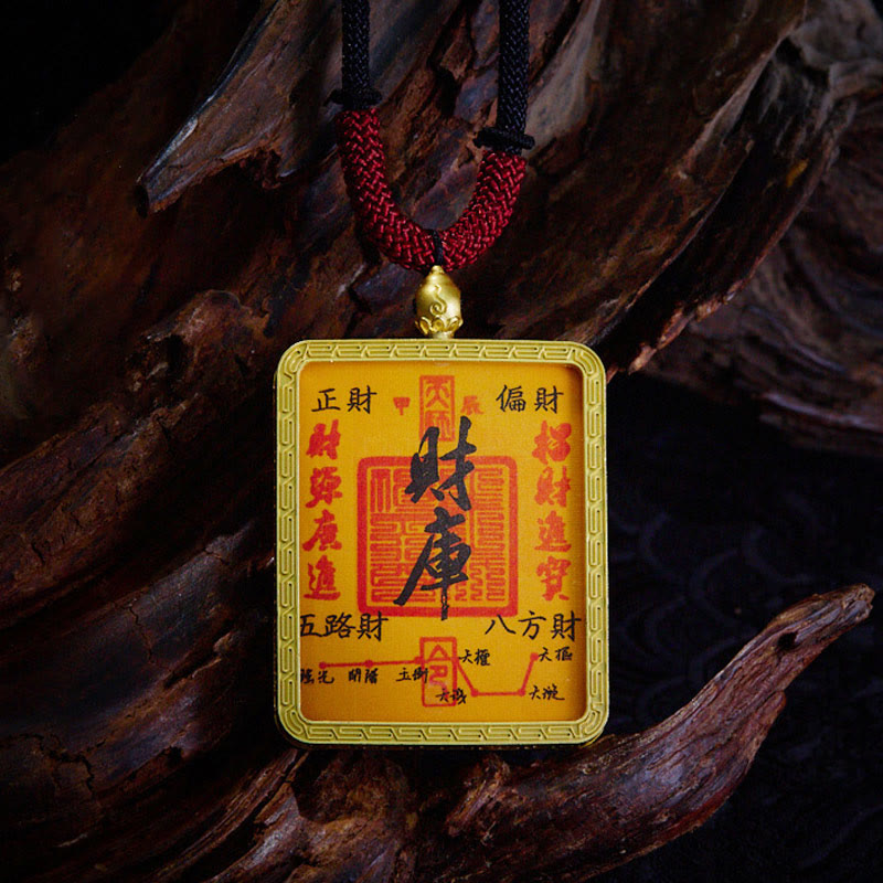 Buddha Stones Tibetan Zakiram Nine Tailed Fox Yellow God of Wealth Painted Thangka Hope Necklace Pendant - Treasury - image 13