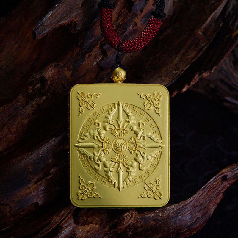 Buddha Stones Tibetan Zakiram Nine Tailed Fox Yellow God of Wealth Painted Thangka Hope Necklace Pendant - image 2