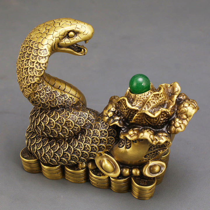 Buddha Stones Year Of The Snake Copper Coins Ingots Cabbage Brass Statue Home Decoration - image 3