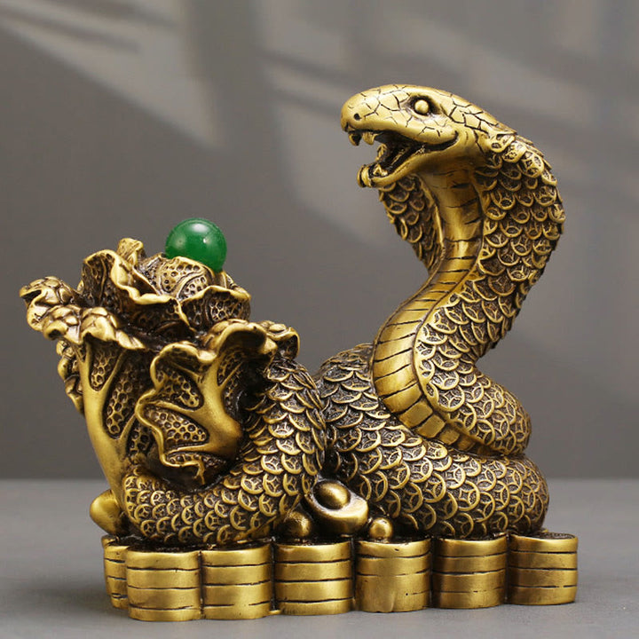 Buddha Stones Year Of The Snake Copper Coins Ingots Cabbage Brass Statue Home Decoration - 19*9*18cm - image 0