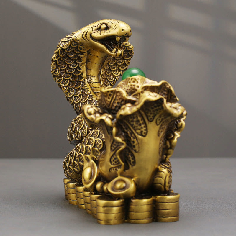 Buddha Stones Year Of The Snake Copper Coins Ingots Cabbage Brass Statue Home Decoration - image 1