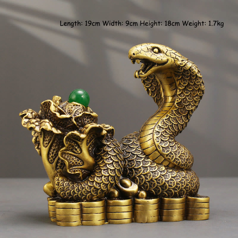 Buddha Stones Year Of The Snake Copper Coins Ingots Cabbage Brass Statue Home Decoration - image 4