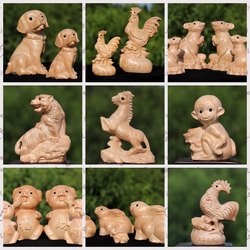 Buddha Stones Year Of The Snake Chinese Zodiac Fu Character Peach Wood Home Statue Decoration - image 1
