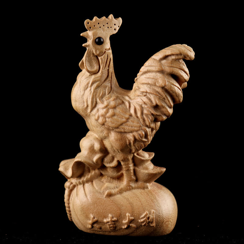 Buddha Stones Year Of The Snake Chinese Zodiac Fu Character Peach Wood Home Statue Decoration - Rooster For Good Fortune - Height 11.5cm - image 26