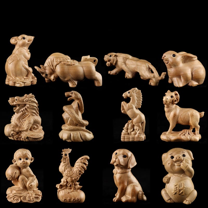Buddha Stones Year Of The Snake Chinese Zodiac Fu Character Peach Wood Home Statue Decoration - image 33