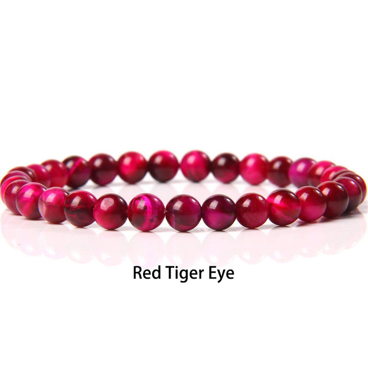 Buddha Stones 6mm Various Stone Crystal Black Glitter Stone Red Tiger Eye Beads Protection Bracelet - Red Tiger Eye - 6mm(Wrist Circumference 14-16cm) - image 4