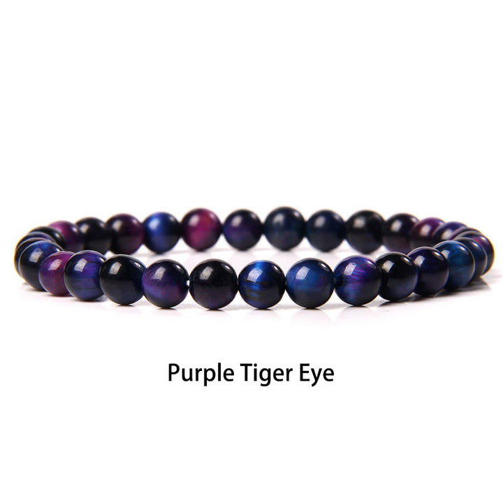 Buddha Stones 6mm Various Stone Crystal Black Glitter Stone Red Tiger Eye Beads Protection Bracelet - Purple Tiger Eye - 6mm(Wrist Circumference 14-16cm) - image 9
