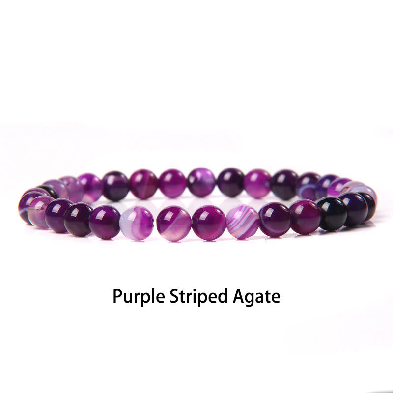 Buddha Stones 6mm Various Stone Crystal Black Glitter Stone Red Tiger Eye Beads Protection Bracelet - Purple Fire Agate - 6mm(Wrist Circumference 14-16cm) - image 14