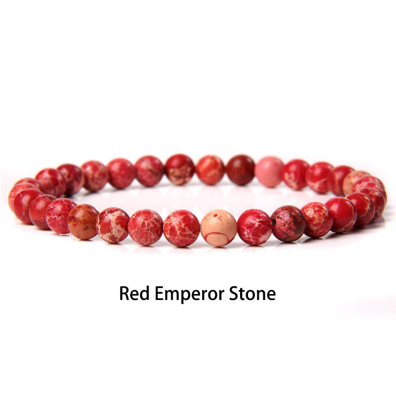 Buddha Stones 6mm Various Stone Crystal Black Glitter Stone Red Tiger Eye Beads Protection Bracelet - Red Emperor Stone - 6mm(Wrist Circumference 14-16cm) - image 15