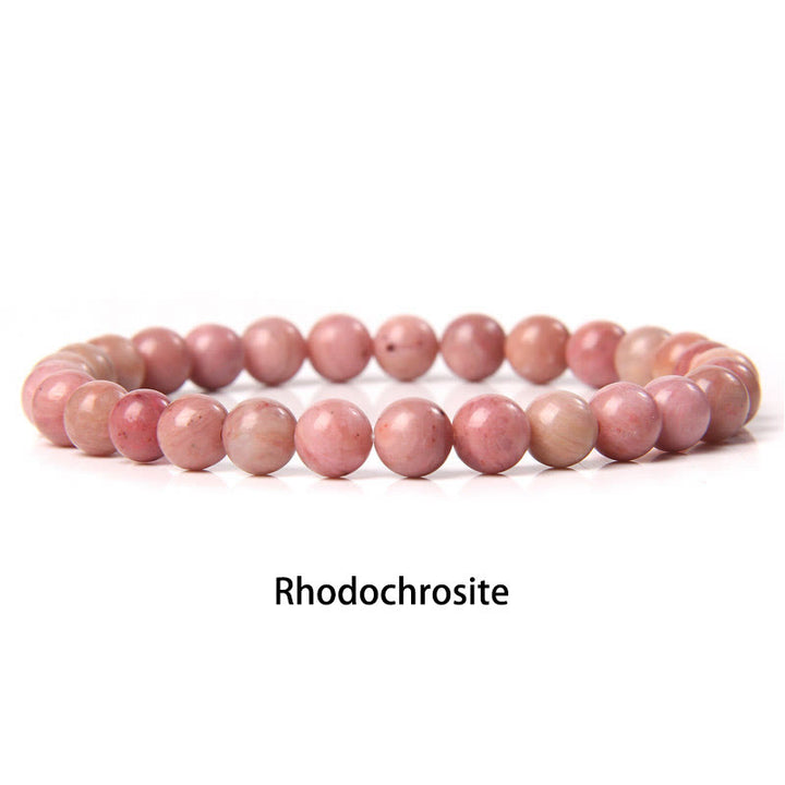 Buddha Stones 6mm Various Stone Crystal Black Glitter Stone Red Tiger Eye Beads Protection Bracelet - Rhodochrosite - 6mm(Wrist Circumference 14-16cm) - image 21