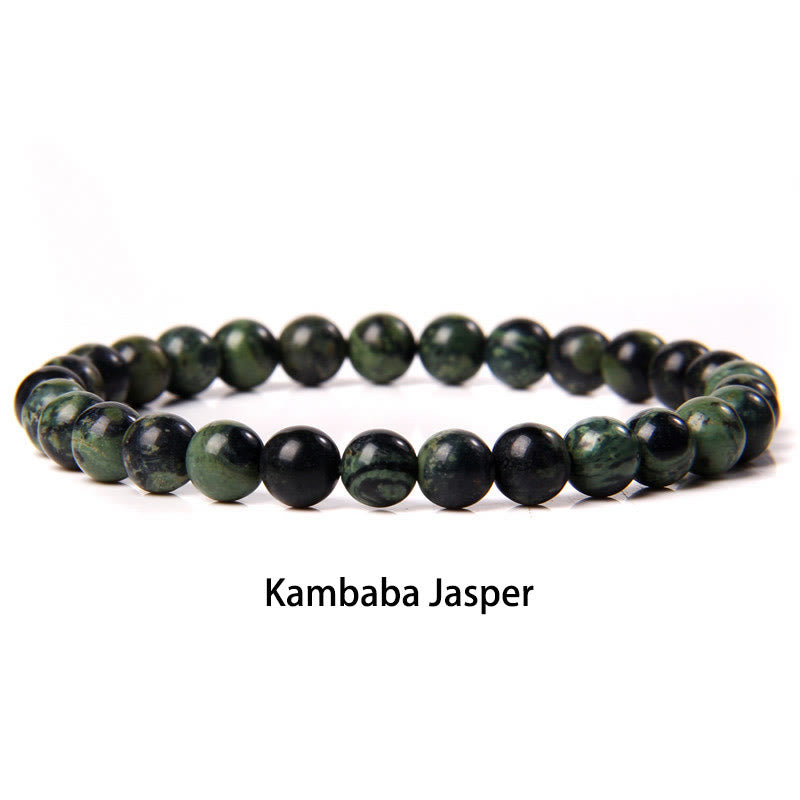 Buddha Stones 6mm Various Stone Crystal Black Glitter Stone Red Tiger Eye Beads Protection Bracelet - Kambaba Jasper - 6mm(Wrist Circumference 14-16cm) - image 13