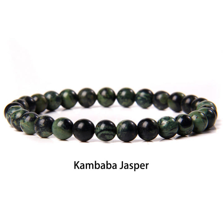 Buddha Stones 6mm Various Stone Crystal Black Glitter Stone Red Tiger Eye Beads Protection Bracelet - Kambaba Jasper - 6mm(Wrist Circumference 14-16cm) - image 13