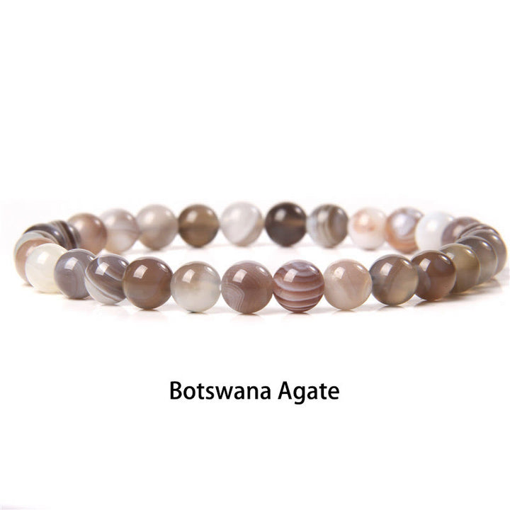 Buddha Stones 6mm Various Stone Crystal Black Glitter Stone Red Tiger Eye Beads Protection Bracelet - Botswana Agate - 6mm(Wrist Circumference 14-16cm) - image 19