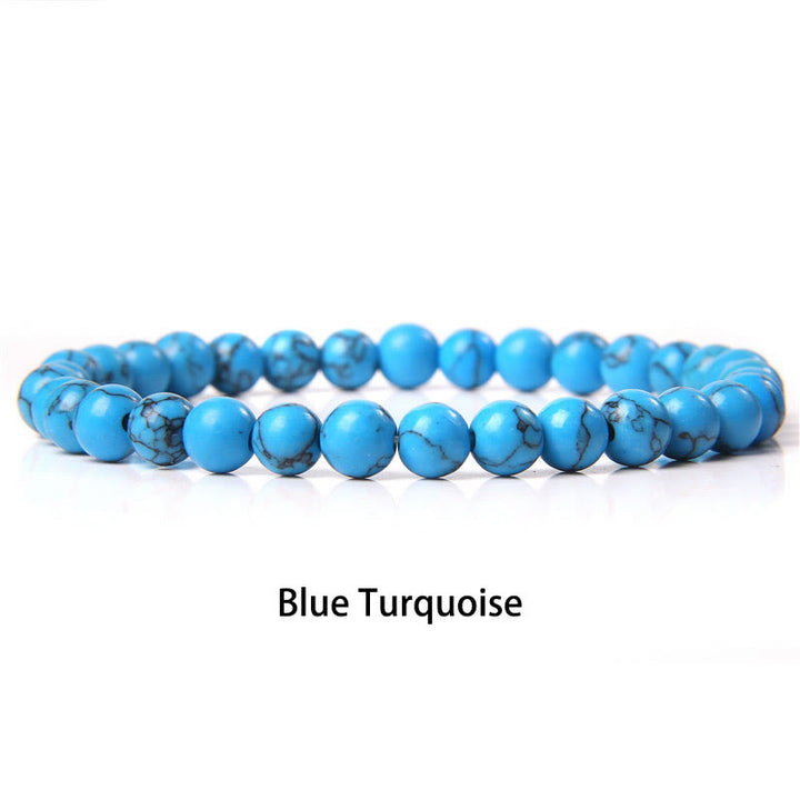 Buddha Stones 6mm Various Stone Crystal Black Glitter Stone Red Tiger Eye Beads Protection Bracelet - Blue Turquoise - 6mm(Wrist Circumference 14-16cm) - image 24