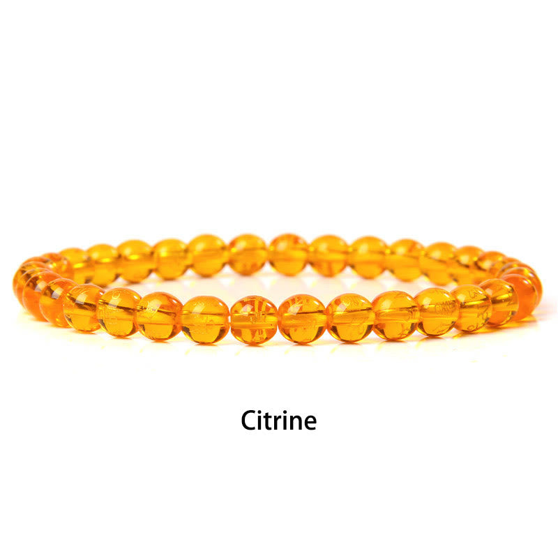 Buddha Stones 6mm Various Stone Crystal Black Glitter Stone Red Tiger Eye Beads Protection Bracelet - Citrine - 6mm(Wrist Circumference 14-16cm) - image 27