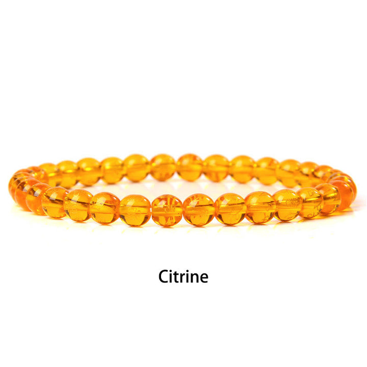 Buddha Stones 6mm Various Stone Crystal Black Glitter Stone Red Tiger Eye Beads Protection Bracelet - Citrine - 6mm(Wrist Circumference 14-16cm) - image 27