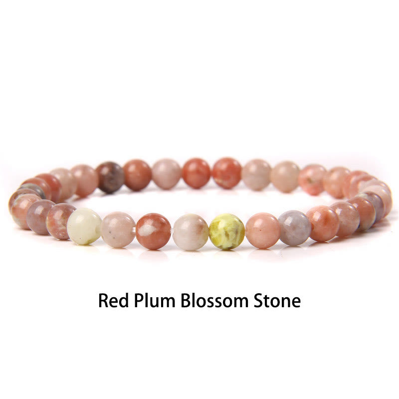 Buddha Stones 6mm Various Stone Crystal Black Glitter Stone Red Tiger Eye Beads Protection Bracelet - Red Plum Blossom Stone - 6mm(Wrist Circumference 14-16cm) - image 31