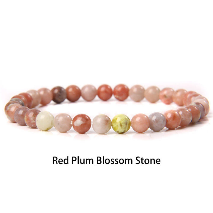 Buddha Stones 6mm Various Stone Crystal Black Glitter Stone Red Tiger Eye Beads Protection Bracelet - Red Plum Blossom Stone - 6mm(Wrist Circumference 14-16cm) - image 31