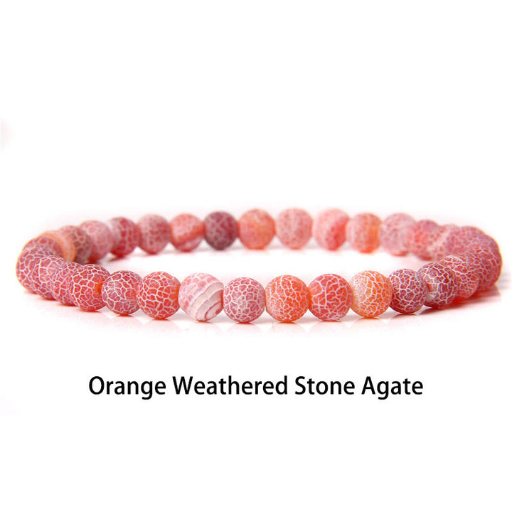 Buddha Stones 6mm Various Stone Crystal Black Glitter Stone Red Tiger Eye Beads Protection Bracelet - Orange Weathered Stone Agate - 6mm(Wrist Circumference 14-16cm) - image 32