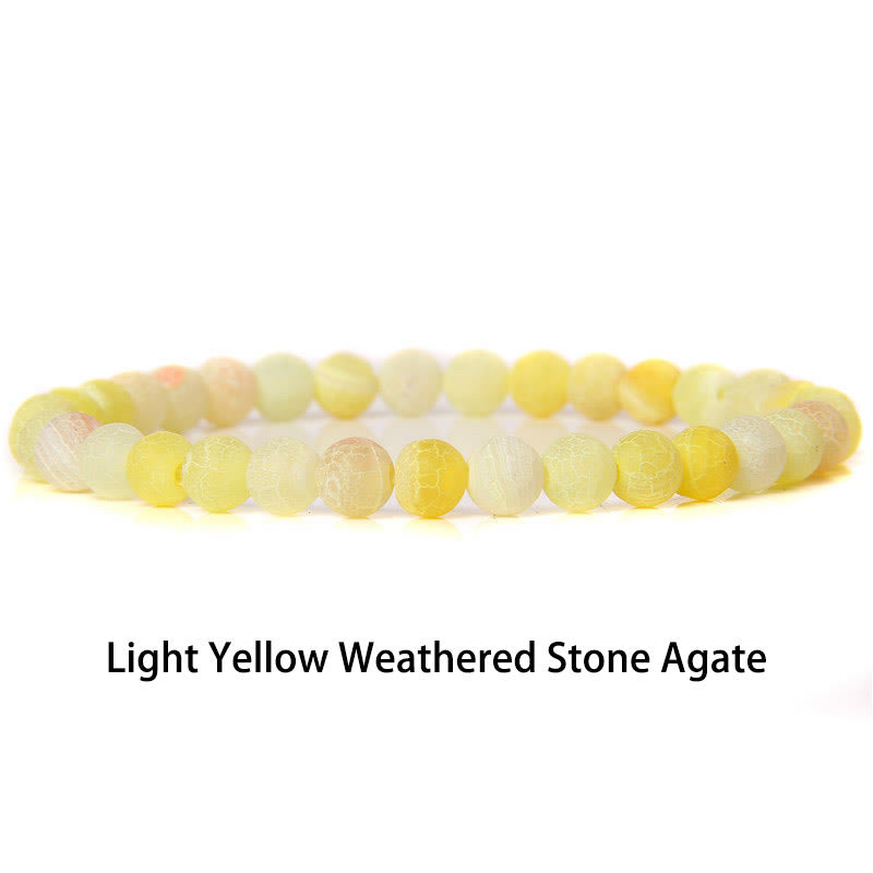 Buddha Stones 6mm Various Stone Crystal Black Glitter Stone Red Tiger Eye Beads Protection Bracelet - Light Yellow Weathered Stone Agate - 6mm(Wrist Circumference 14-16cm) - image 38