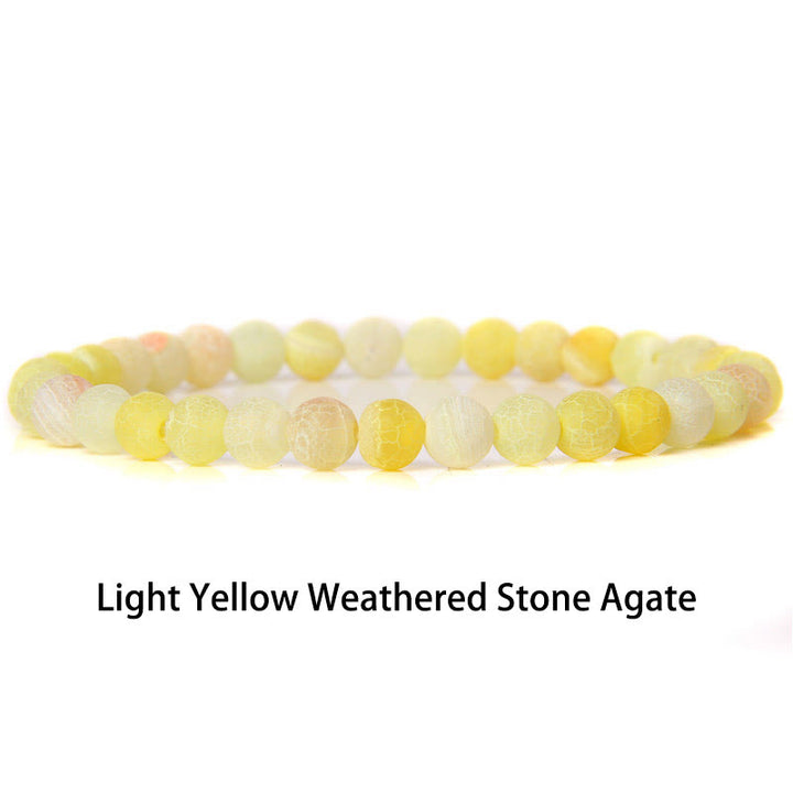 Buddha Stones 6mm Various Stone Crystal Black Glitter Stone Red Tiger Eye Beads Protection Bracelet - Light Yellow Weathered Stone Agate - 6mm(Wrist Circumference 14-16cm) - image 38