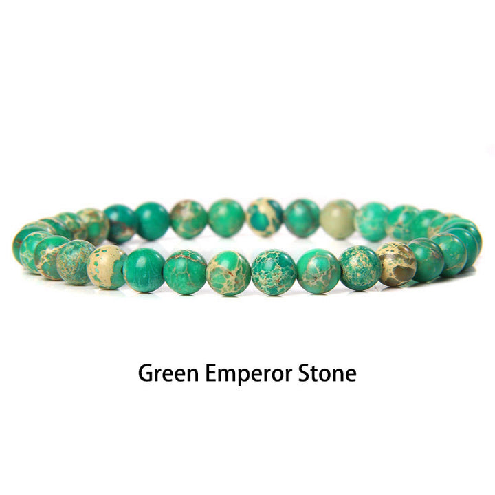 Buddha Stones 6mm Various Stone Crystal Black Glitter Stone Red Tiger Eye Beads Protection Bracelet - Light Green Emperor Stone - 6mm(Wrist Circumference 14-16cm) - image 41