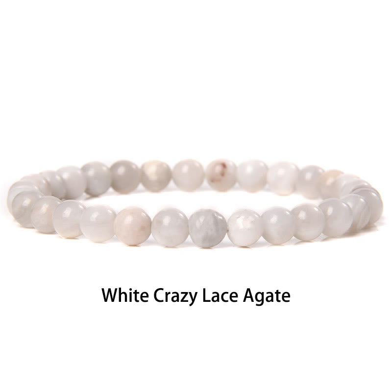 Buddha Stones 6mm Various Stone Crystal Black Glitter Stone Red Tiger Eye Beads Protection Bracelet - White Crazy Lace Agate - 6mm(Wrist Circumference 14-16cm) - image 42