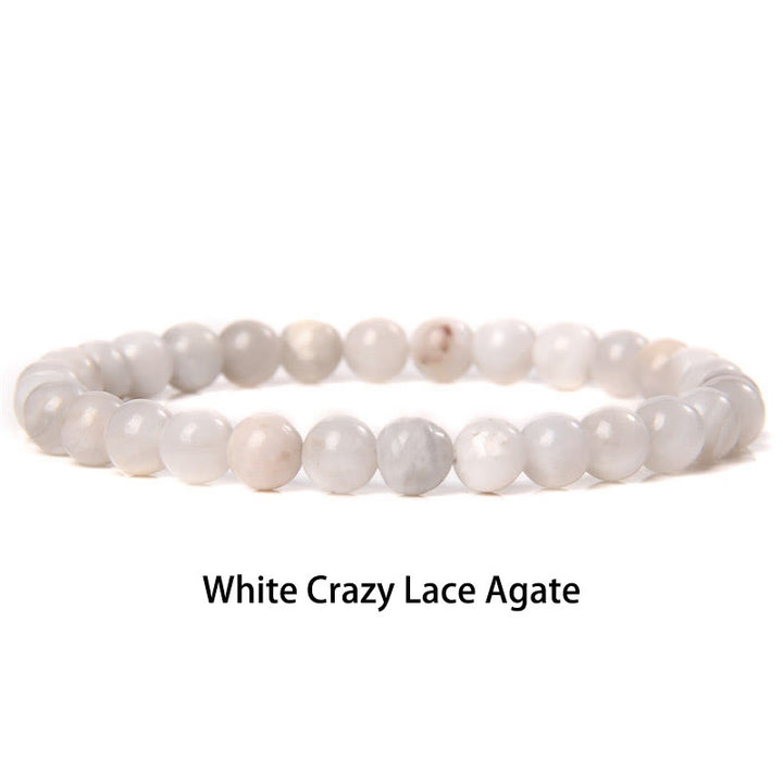 Buddha Stones 6mm Various Stone Crystal Black Glitter Stone Red Tiger Eye Beads Protection Bracelet - White Crazy Lace Agate - 6mm(Wrist Circumference 14-16cm) - image 42
