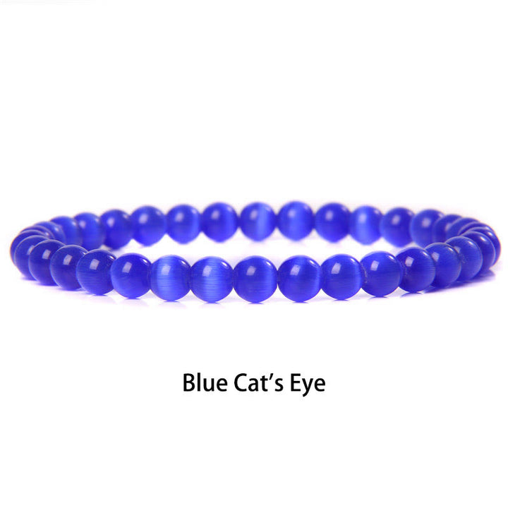 Buddha Stones 6mm Various Stone Crystal Black Glitter Stone Red Tiger Eye Beads Protection Bracelet - Blue Cat's Eye - 6mm(Wrist Circumference 14-16cm) - image 44