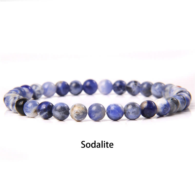 Buddha Stones 6mm Various Stone Crystal Black Glitter Stone Red Tiger Eye Beads Protection Bracelet - Sodalite - 6mm(Wrist Circumference 14-16cm) - image 51