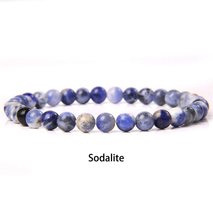 Buddha Stones 6mm Various Stone Crystal Black Glitter Stone Red Tiger Eye Beads Protection Bracelet - Sodalite - 6mm(Wrist Circumference 14-16cm) - image 51