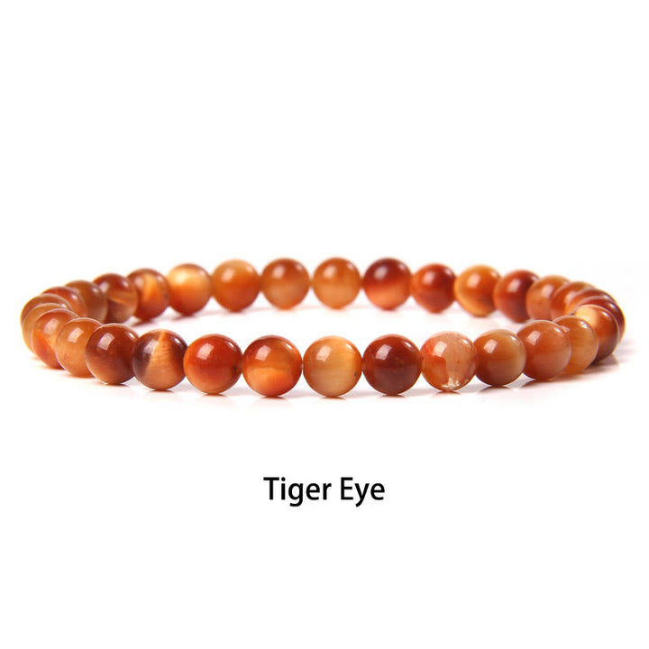 Buddha Stones 6mm Various Stone Crystal Black Glitter Stone Red Tiger Eye Beads Protection Bracelet - Tiger Eye - 6mm(Wrist Circumference 14-16cm) - image 49