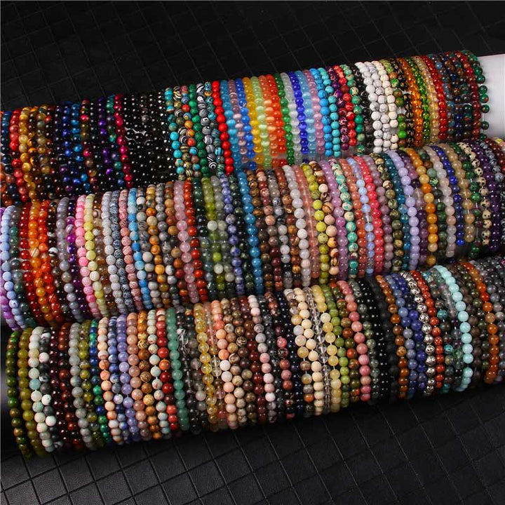 Buddha Stones 6mm Various Stone Crystal Black Glitter Stone Red Tiger Eye Beads Protection Bracelet - image 0