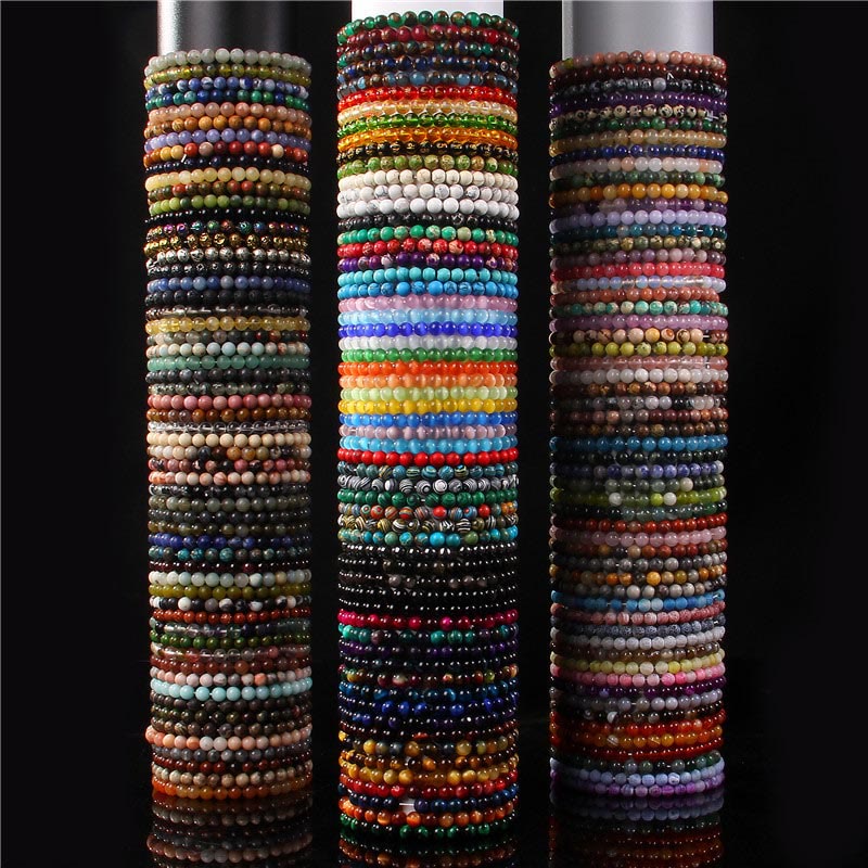 Buddha Stones 6mm Various Stone Crystal Black Glitter Stone Red Tiger Eye Beads Protection Bracelet - image 53
