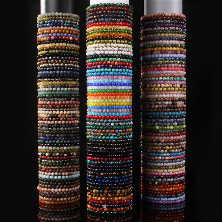 Buddha Stones 6mm Various Stone Crystal Black Glitter Stone Red Tiger Eye Beads Protection Bracelet - image 53