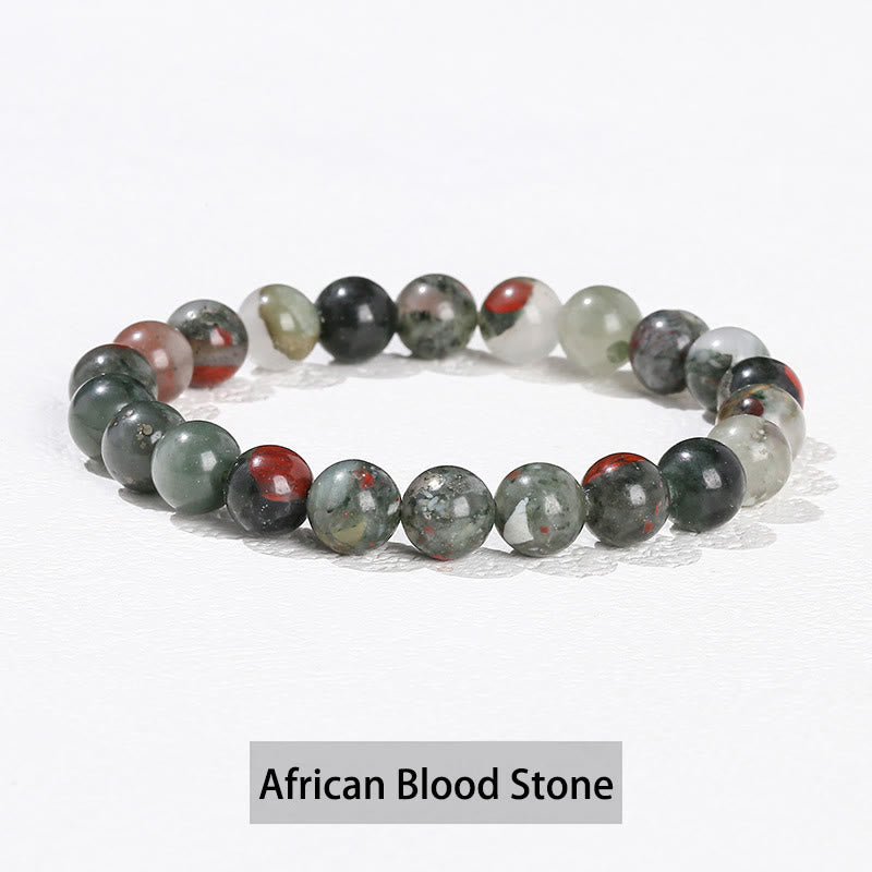 Buddha Stones Various Crystal Stone Amethyst Green Aventurine Rose Quartz Healing Bracelet - African Blood Stone - 10mm(Wrist Circumference 14-16cm) - image 29