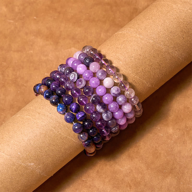 Buddha Stones Keep Calm Purple Series Healing Love Bracelet - image 1