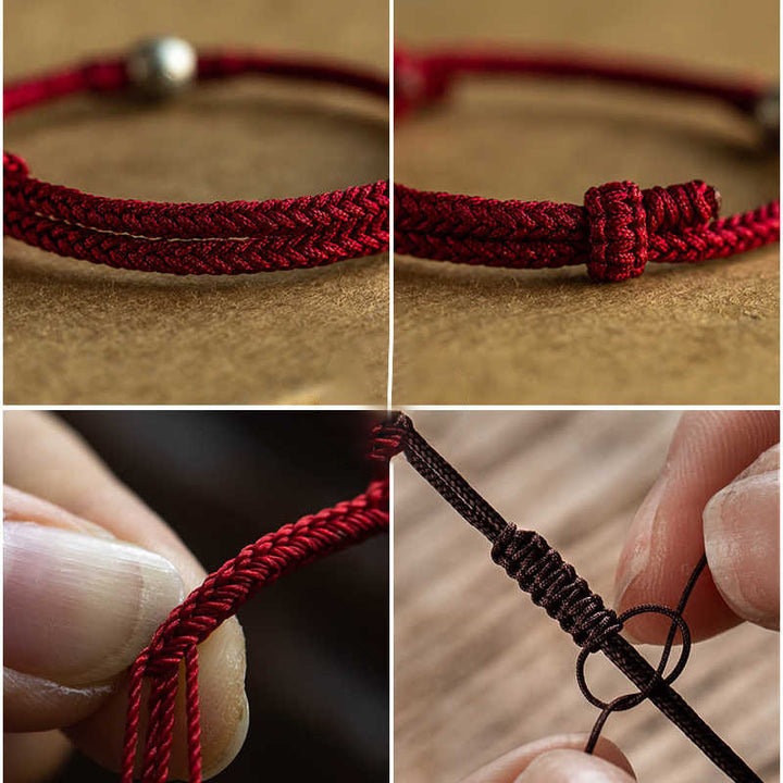 Buddha Stones Handmade String 925 Sterling Silver Fu Bead Braided Fortune Bracelet - image 10