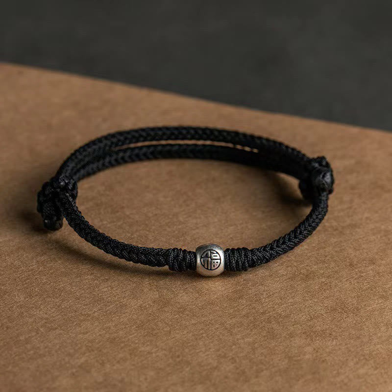 Buddha Stones Handmade String 925 Sterling Silver Fu Bead Braided Fortune Bracelet - image 12